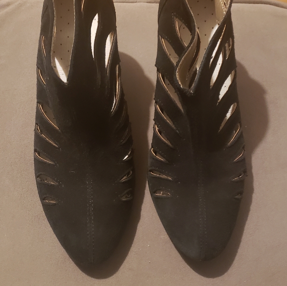 Black Suede Cut Out- Ankle Booty